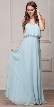 Spaghetti Straps V-Neck Blouson Top Long Bridesmaid Dress — in Sea Foam