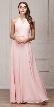 High Round Neck Princess Cut Long Bridesmaid Dress — in Blush