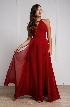 High Round Neck Princess Cut Long Bridesmaid Dress