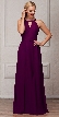 High Round Neck Princess Cut Long Bridesmaid Dress — in Eggplant