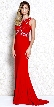 Alluring Sequins Bodice Keyhole Back Long Formal Prom Dress — in Red