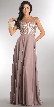 Sheer Neck Beaded Bust Long Formal Evening Dress. — in Rose