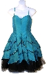 Spaghetti Party Dress with Ruffled Skirt — in Teal color