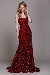 Embroidered Criss-Cross Back Fitted Prom Gown — in Burgundy