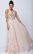 Sleeveless Beaded Prom Dress with High Neckline — in Champaign