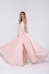 V-Neck Rhinestones Belt Front Slit Long Bridesmaid Dress