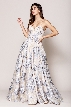 Floral Print and Embroidered Flared A-Line Prom Gown