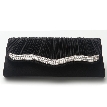 Pleated Eveing Bag with Rhinestones Trim