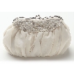 Pearl Beaded Chiffon Evening Bag with Kiss Lock. 
