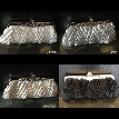 Patterned Satin Evening Bag with Metal Trim