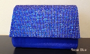 Rhinestones Flap Evening Bag in Polyester Satin — in Royal Blue
