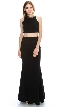 Beaded Neck Crop Top Fitted Skirt Two-Piece Prom Dress — in Black