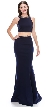 Beaded Neck Crop Top Fitted Skirt Two-Piece Prom Dress