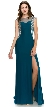 Boat Neck Bejeweled Sides Long Formal Prom Dress — in an alternative image