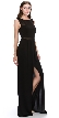 Round Neck Sleeveless Sheer Neck & Waist Long Formal Dress — in Black