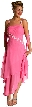 Floral Pink Asymmetric Layered Prom Dress — in Pink