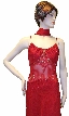 Spaghetti Strapped Rouched Beaded Dress — in close up