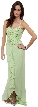 Ruffled Beaded Full Length Formal Prom Dress