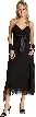 Spaghetti Straps Satin Bow Tea Length Cocktail Party Dress — in Black