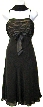 Shirred Bodice Black Prom Dress