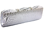 Rhinestone Embellished Satin Evening Bag in Silver — in alternative picture
