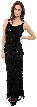 Double Strapped Floral Beaded Formal Dress — in Black