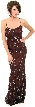 Straight Formal Prom Dress Beaded on Silk — in Brown