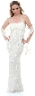 Straight Formal Prom Dress Beaded on Silk — in Ivory color