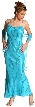 Straight Formal Prom Dress Beaded on Silk — in Turquoise