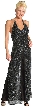 Halter Neck Beaded Long Dress with Attached Pants 