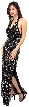 Halter Beaded Long Formal Gown — in alternative image