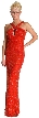 Halter Neck Long Beaded Gown with Flared Bottom — in Red color