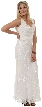 Cowl Neck Sequined Long Formal Dress with Floral Beading