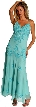 Floral Beaded Formal Dress — in Turquoise color