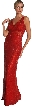 Fully Beaded Slim Cut Formal Dress — in Red color