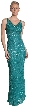 Fully Beaded Slim Cut Formal Dress — in Green color