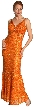 Fully Beaded Slim Cut Formal Dress — in Orange