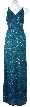 Fully Beaded Slim Cut Formal Dress — in Teal color
