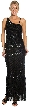 Striped Sequin Beaded Formal Evening Dress — in Black