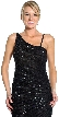 Striped Sequin Beaded Formal Evening Dress — in closeup