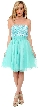 Strapless Flowered Sequined Short Dress — in Aqua/Multi