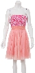 Strapless Flowered Sequined Short Dress — in Pink/Peach