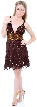 Fully Beaded V-Neck Short Dress — in Bronze color