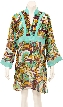 Long Sleeve Floral Print Aqua Summer Dress