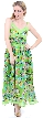 Spaghetti Strapped Butterfly Print Summer Dress in Lime