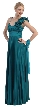 Floral Formal Dress with Abstract Lily Detail at Shoulder — in Teal