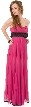 Roman Inspired Long Formal Dress with Floral Applique — in Magenta