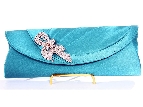 Sating Evening Bag with Studded Brooche in Green