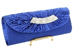 Rhinestone Embellished Satin Evening Bag in Blue