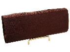 Satin Evening Bag Rhinestone Embellished in Coffee — in alternative picture